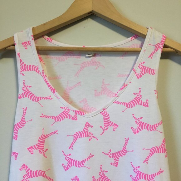 Warehouse One Neon Pink and White Zebra Tank Top - Picture 4 of 16